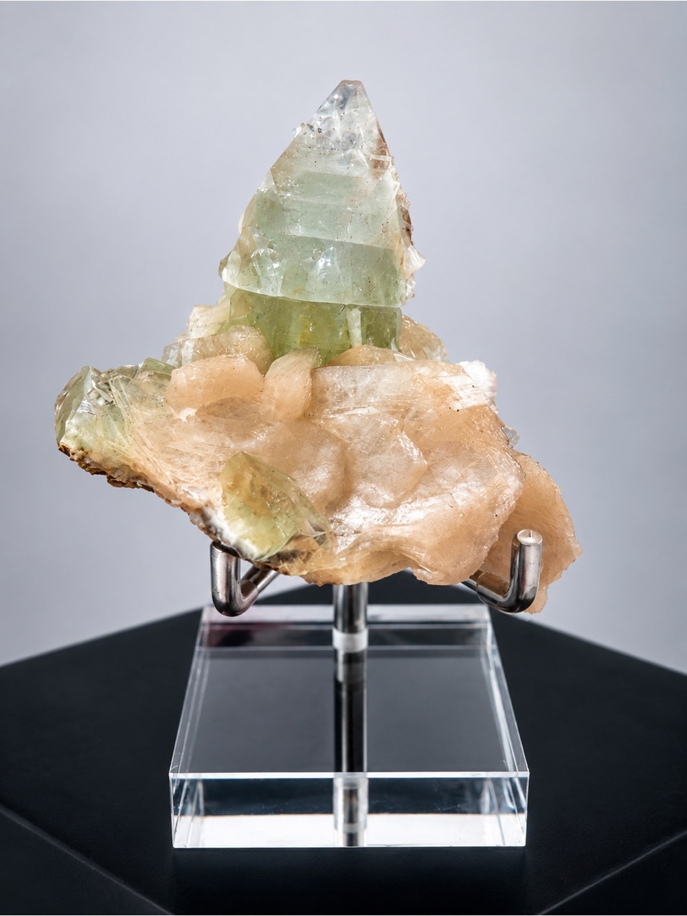 Green Apophyllite Super Clear Natural Cluster India